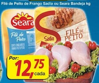 Supermercados Guanabara File de Peito de Frango Sadia ou Seara Bandeja 1kg oferta