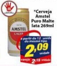 Vencedor Atacadista Cerveja Amstel Puro Malte Lata 269ml oferta