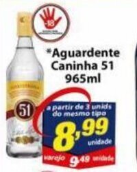 Vencedor Atacadista Aguardente Caninha 51 965ml oferta