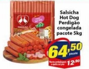 Vencedor Atacadista Salsicha Hot Dog Perdigao Congelada pacote 5kg oferta