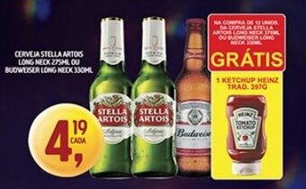 Supermercados Guanabara Cerveja Stella Artois Long Neck 275ml ou Budweiser Long Neck 330ml oferta