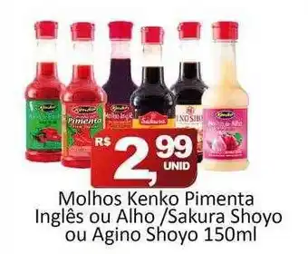 Molhos Kenko Pimenta Inglês Ou Alho Sakura Shoyo Ou Agino Shoyo