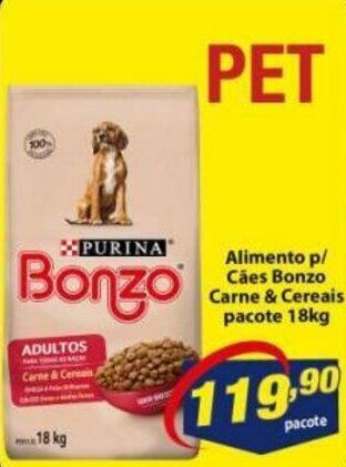 Vencedor Atacadista Alimento p/ caes Bonzo Carne & Cereais pacote 18kg oferta