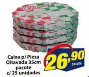 Vencedor Atacadista Caixa p/ Pizza Oitavada 35cm pacote c/25 unidades oferta
