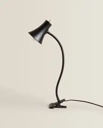 Candeeiro flexível preto com pinça
