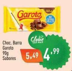 Supermercados Pague Menos Choc. Barra Garoto Sabores oferta