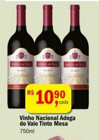 Ultrabox Vinho Nacional Adega do Vale tinto mesa 750ml oferta