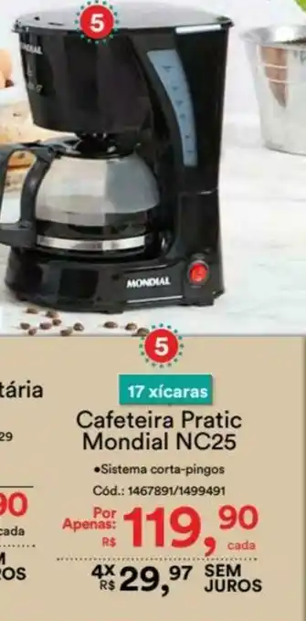 Casa e Vídeo Cafeteira Pratic Mondial NC25 oferta