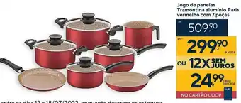 Coop Jogo de Panelas Tramontina aluminio Paris vermelho com 7 pecas oferta