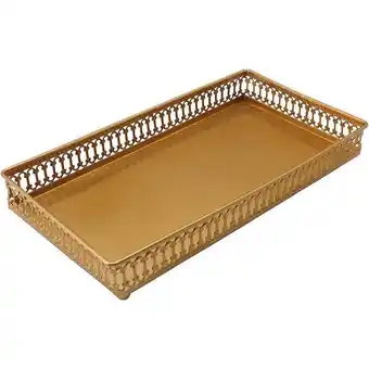 Bandeja 8x26x26cm metal dourado zaree