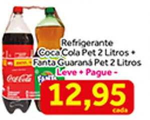 Shibata Supermercados Refrigerante Coca Cola Pet 2L + Fanta Guarana pet 2L oferta