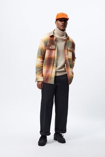 ZARA Camisa larga xadrez oferta