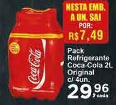 Rossi Supermercado Pack Refrigerante Coca Cola 2L Original c/4un. oferta