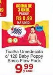 Toalha Umedecida c/120 baby Poppy Basic Flow Pack