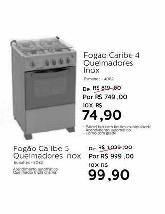 Fogão Caribe 4 Queimadores Inox Fogão Caribe 5 Queimadores Inox