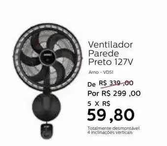 Ventilador Parede Preto 127v