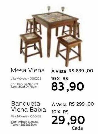 Mesa Viena Banqueta Viena Baixa