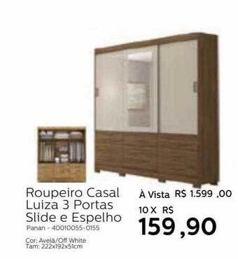 Grupo Formosa Roupeiro Casal Luiza 3 Portas Slide E Espelho oferta