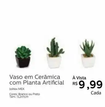 Vaso Em Cerâmica Com Planta Artificial