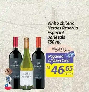 Comper Vinho Chileno Heroes Reserva Especial Varietias oferta