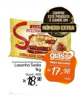 Giassi Supermercados Lasanha Sadia oferta