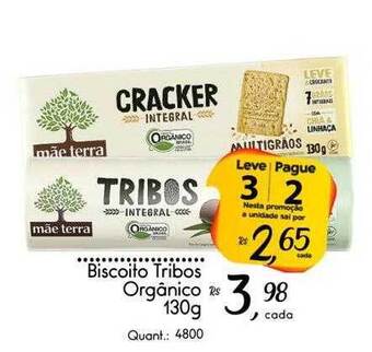 Giassi Supermercados Biscoito Tribos Orgânico Leve 3 Pague 2 oferta