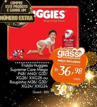 Giassi Supermercados Fralda Huggies Supreme Care Mega Roupinha oferta