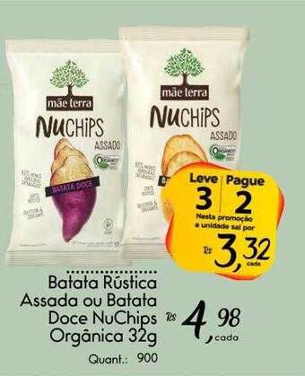 Giassi Supermercados Batata Rústica Assada Ou Batata Doce Nuchips Orgânica Leve 3 Pague 2 oferta