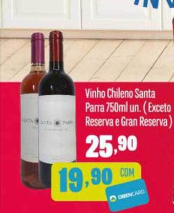 Rede Top Vinho Chileno Santa Parra Exceto Reserva E Gran Reserva oferta