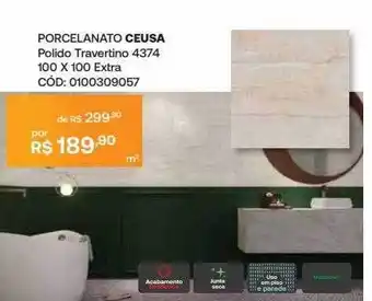 Santa Cruz Acabamentos Porcelanato Ceusa Polido Travertino 4374 100 X 100 Extra oferta