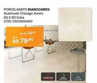 Porcelanato Biancogres Aceitinado Chicago Avorio