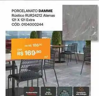 Santa Cruz Acabamentos Porcelanato Damme Rústico Rur24212 Atenas 121 X 121 Extra oferta