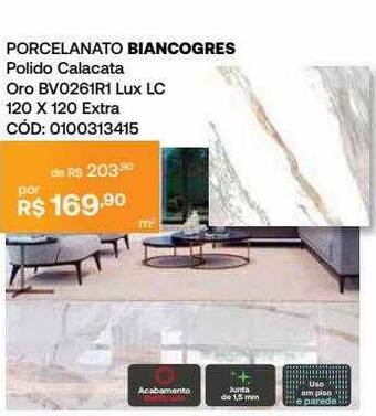 Santa Cruz Acabamentos Porcelanato Biancogres oferta