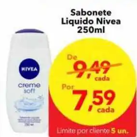 Lopes Supermercados Sabonete Liquido Nivea 250ml oferta