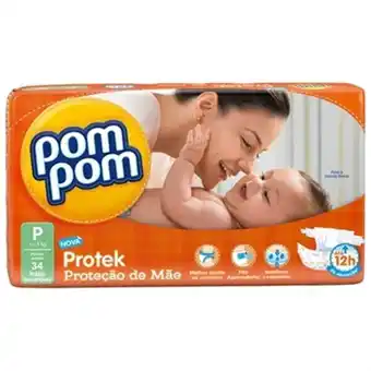 Fralda pom pom baby protek econômico p pacote 34 un