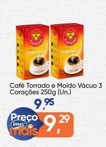 Imec Supermercados Café Torrado E Moído Vácuo 3 Corações oferta