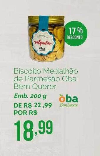 Oba Hortifruti Biscoito Medalhão De Parmesão Oba Bem Querer 17% Desconto oferta