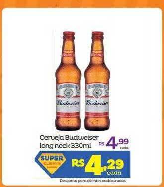 Super Lagoa Cerveja Budweiser Long Neck oferta