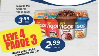 Chama Supermercados Iogurte Mix Sabores Vigor Leve 4 Pague 3 165g oferta