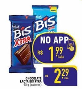 Mercantil Rodrigues Chocolate lacta bis xtra de 45g oferta