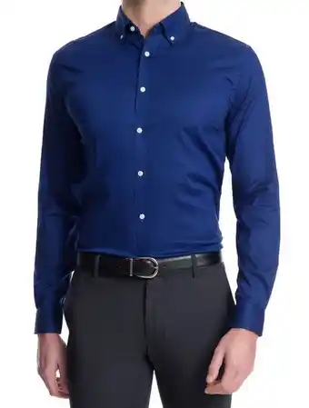 Camisa básica manga longa slim masculina azul izod