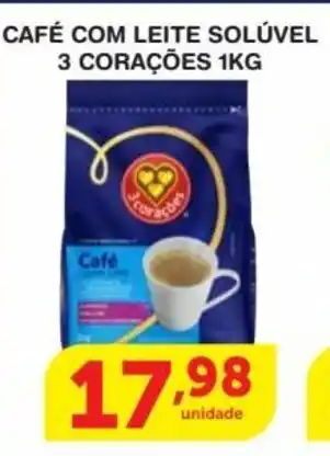 Roldão Cafe Com Leite Soluvel 3 Coracoes 1kg oferta
