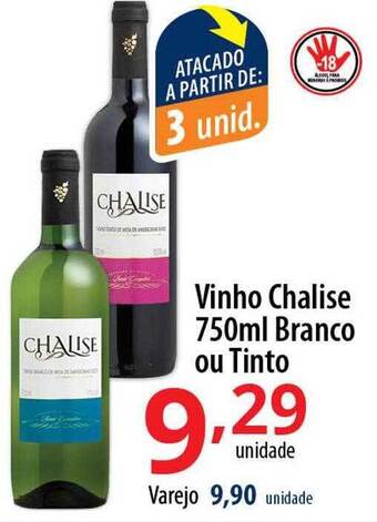 Akki Atacadista Vinho Chalise Branco Ou Tinto oferta