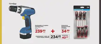 Carrefour Parafusadeira E Furadeira Carrefour Home + Conjunto Chaves De Fenda Carrefour oferta