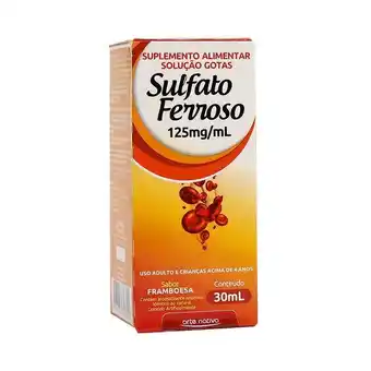 Sulfato ferroso arte nativa solução oral sabor framboesa de 30ml