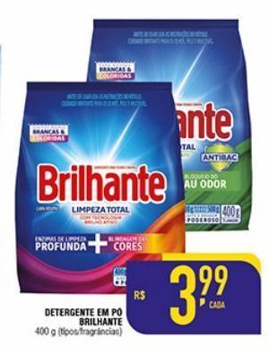 Mercantil Rodrigues Detergente em pó brilhante 400g oferta