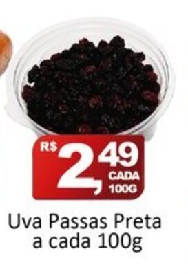 Uva Passas Preta a cada 100g