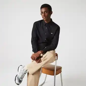 Camisa masculina slim fit em popeline de algodão com stretch