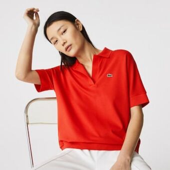 Lacoste Polo feminina lacoste loose fit em piqué fluido oferta