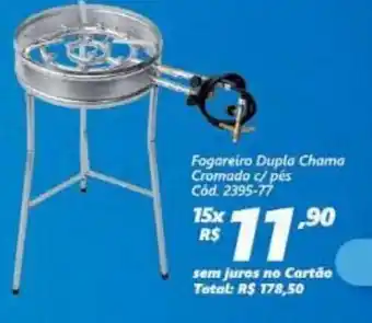 Lojas Becker Fogareiro Dupla Chama Cromado c/ pes oferta